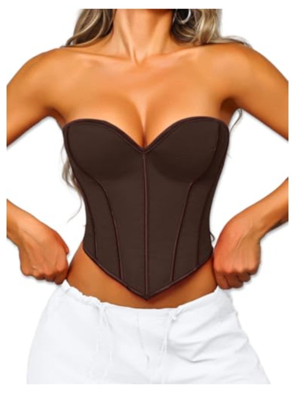 Heart Corset Top Strapless Lace Up Back Bustier Crop Top